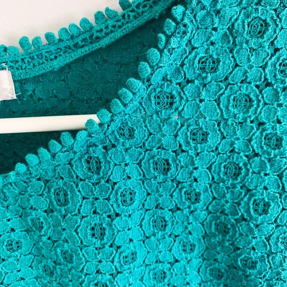 Embroidered Turquoise Crop Top by Pinky - Picture 2 of 3